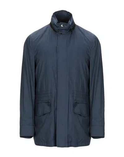 Moorer Man Overcoat & Trench Coat Midnight Blue Size 46 Virgin Wool, Silk