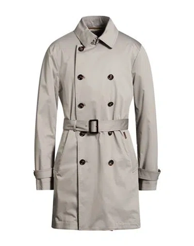 Moorer Man Overcoat & Trench Coat Platinum Size 46 Cotton, Polyamide, Elastane In Gray