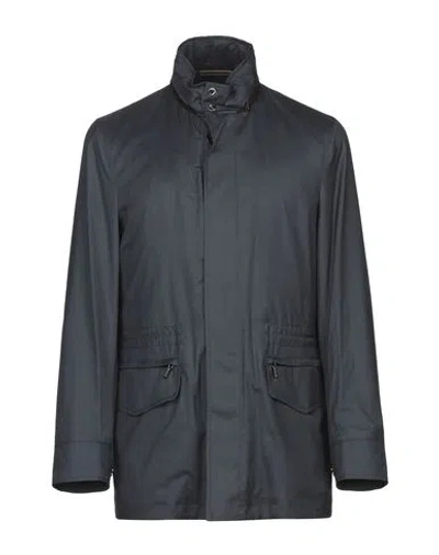 Moorer Man Overcoat & Trench Coat Slate Blue Size 46 Virgin Wool, Silk