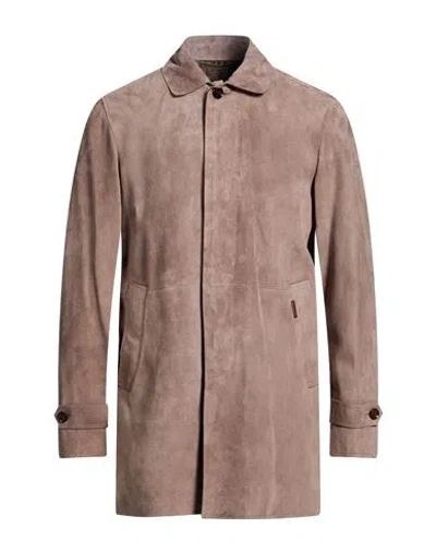 Moorer Man Overcoat & Trench Coat Taupe Size 40 Leather In Gray