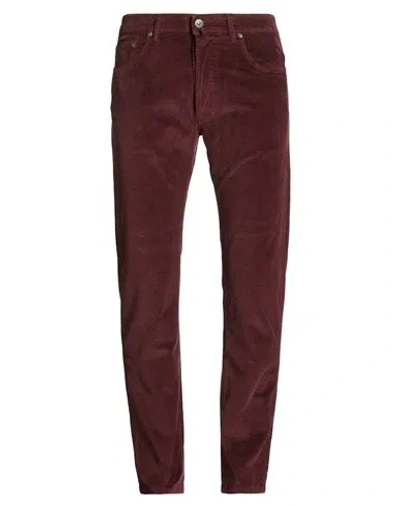 Moorer Man Pants Burgundy Size 33 Cotton, Elastane In Red