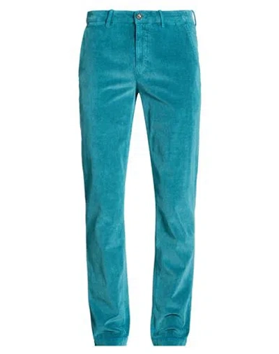 Moorer Man Pants Deep Teal Size 30 Cotton, Cashmere, Elastane In Blue