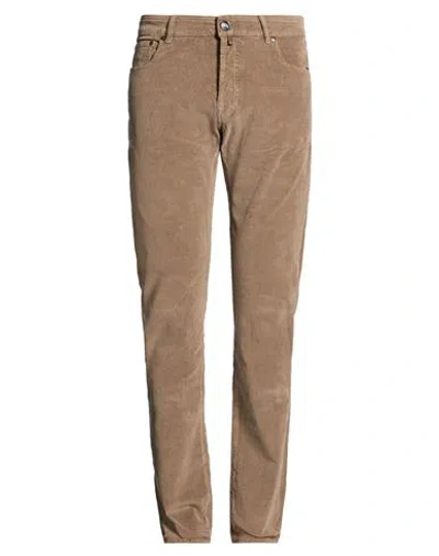 Moorer Man Pants Light Brown Size 34 Cotton, Elastane