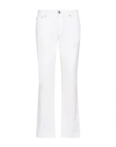 Moorer Man Pants White Size 36 Cotton, Silk, Elastane