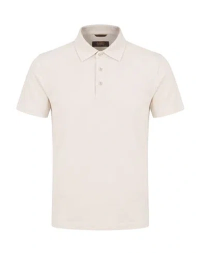 Moorer Man Polo Shirt Beige Size 36 Cotton, Elastane In Metallic