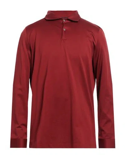Moorer Man Polo Shirt Brick Size 50 Silk, Cotton In Red