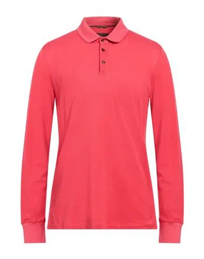 Moorer Man Polo Shirt Coral Size 38 Cotton In Pink