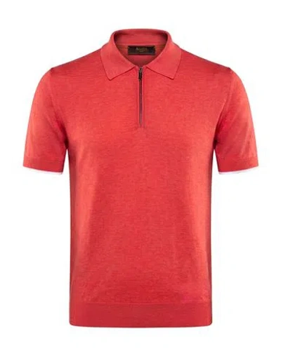 Moorer Man Polo Shirt Coral Size 46 Cotton In Red