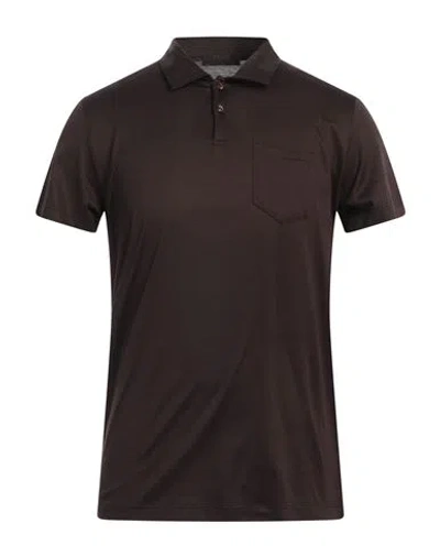 Moorer Man Polo Shirt Dark Brown Size 46 Cotton
