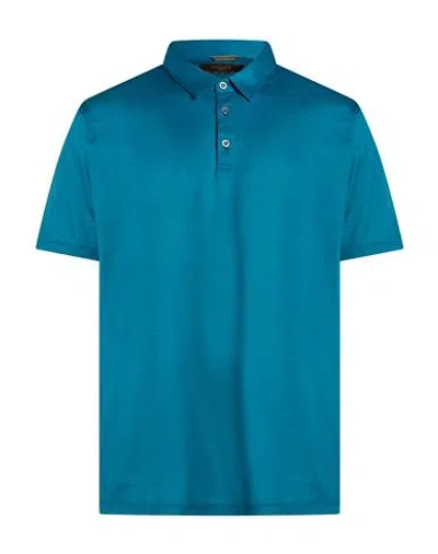 Moorer Man Polo Shirt Deep Teal Size 46 Cotton In Blue