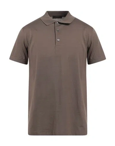 Moorer Man Polo Shirt Khaki Size 42 Cotton In Brown