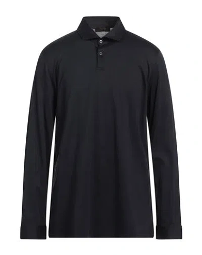 Moorer Man Polo Shirt Midnight Blue Size 40 Silk, Cotton