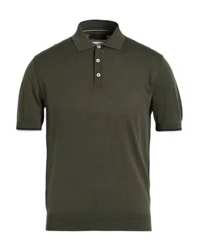 Moorer Man Polo Shirt Military Green Size 44 Cotton