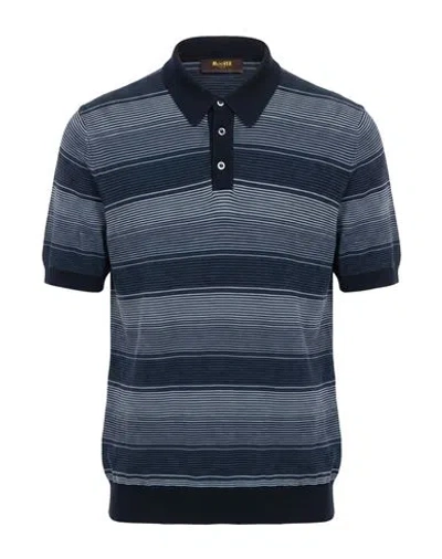 Moorer Man Polo Shirt Navy Size 38 Linen, Cotton In Blue