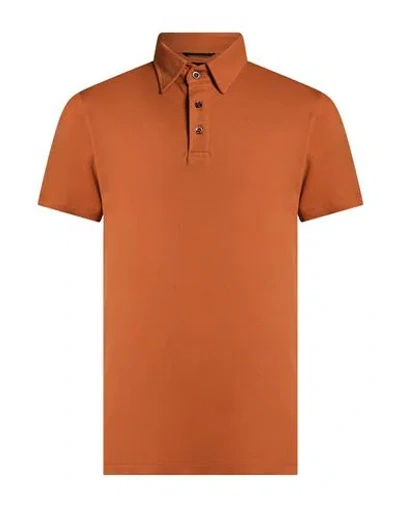 Moorer Man Polo Shirt Rust Size 46 Cotton, Elastane In Brown