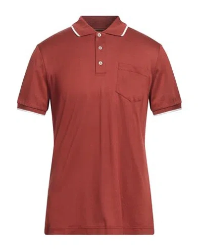 Moorer Man Polo Shirt Rust Size 46 Cotton In Red