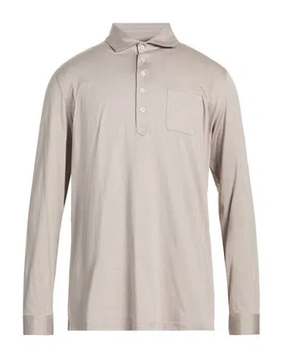 Moorer Man Polo Shirt Taupe Size 42 Cotton In Gray