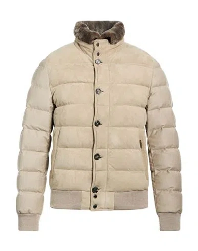 Moorer Man Puffer Beige Size 38 Ovine Leather, Virgin Wool, Cashmere