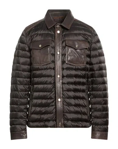 Moorer Man Puffer Black Size 44 Polyamide, Cow Leather In Brown