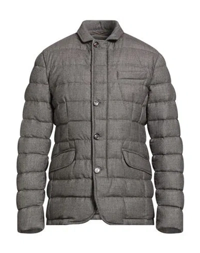 Moorer Man Puffer Chocolate Brown Size 50 Virgin Wool In Gray