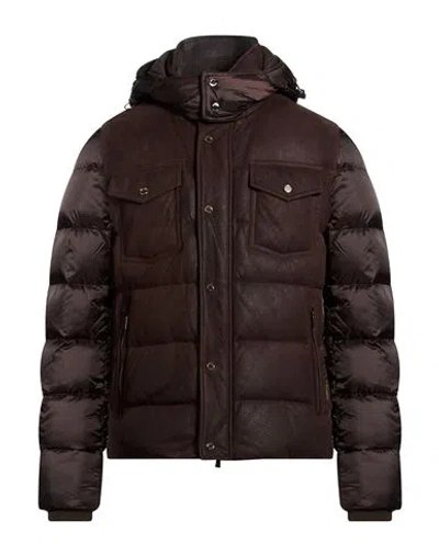 Moorer Man Puffer Dark Brown Size 44 Lambskin, Polyamide, Cashmere