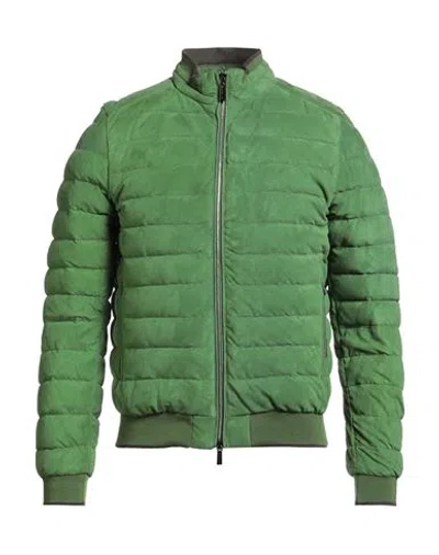 Moorer Man Puffer Green Size 48 Leather, Polyester