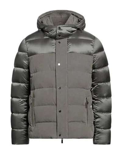 Moorer Man Puffer Khaki Size 50 Cotton, Cashmere, Polyamide, Wool, Acrylic In Gray