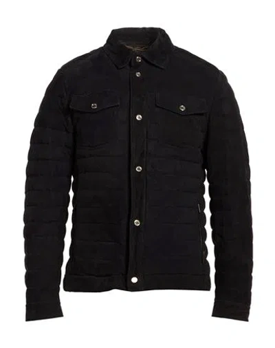 Moorer Man Puffer Midnight Blue Size 36 Ovine Leather In Black