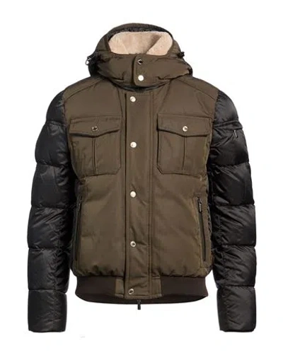 Moorer Man Puffer Military Green Size 40 Polyester, Cotton, Polyamide, Wool, Acrylic In Green