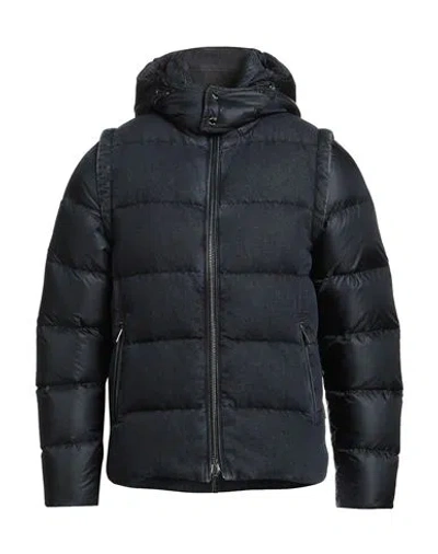 Moorer Man Puffer Navy Size 38 Cotton, Cashmere, Elastane, Polyamide In Blue