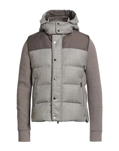 Moorer Man Puffer Taupe Size 36 Virgin Wool, Polyester In Gray