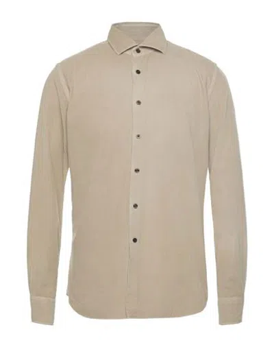 Moorer Man Shirt Beige Size 15 ½ Cotton In Neutral