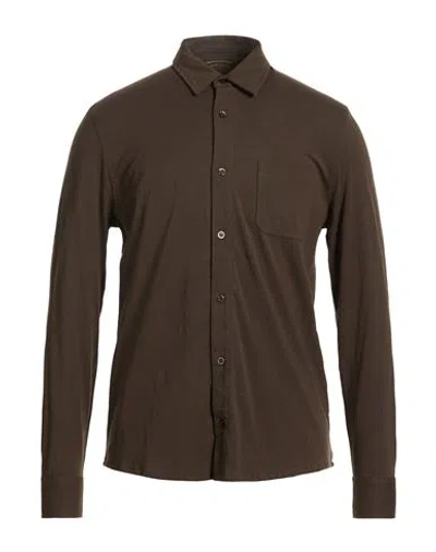 Moorer Man Shirt Brown Size 40 Pima Cotton