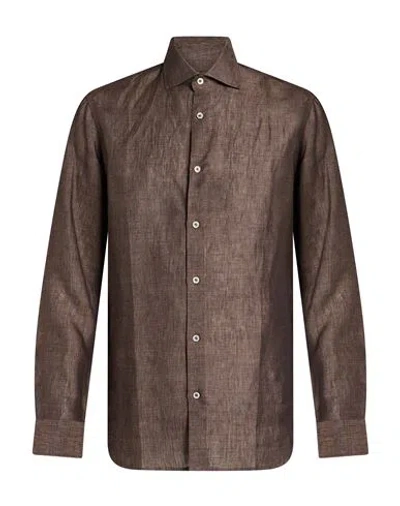Moorer Man Shirt Brown Size 46 Linen