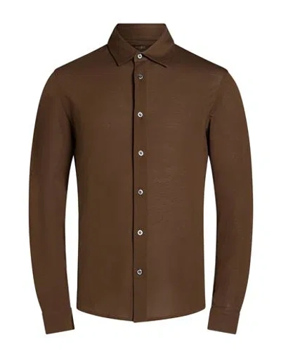 Moorer Man Shirt Dark Brown Size 38 Cotton