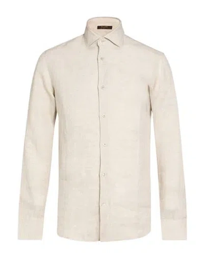 Moorer Man Shirt Ivory Size 38 Linen In Neutral