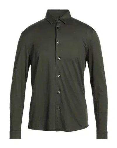 Moorer Man Shirt Military Green Size 38 Cotton In Gray