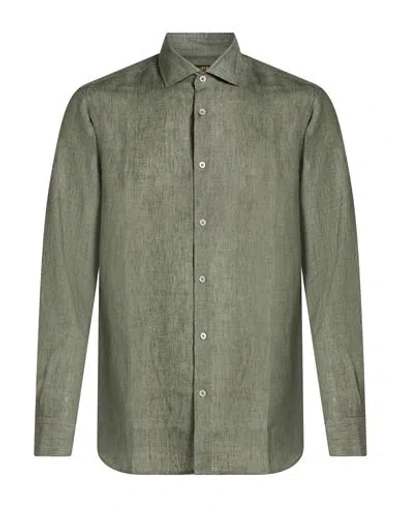 Moorer Man Shirt Military Green Size 44 Linen
