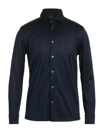 Moorer Man Shirt Navy Size 48 Cotton In Blue