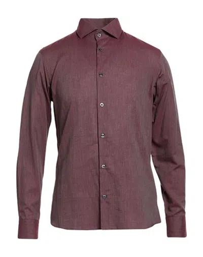 Moorer Man Shirt Plum Size 38 Cotton In Pink