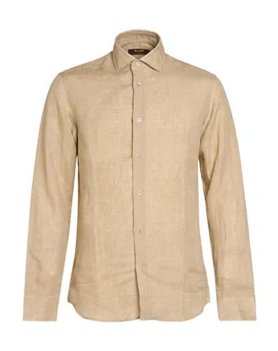 Moorer Man Shirt Sand Size 38 Linen In Neutral