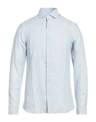 Moorer Man Shirt Sky Blue Size 38 Linen