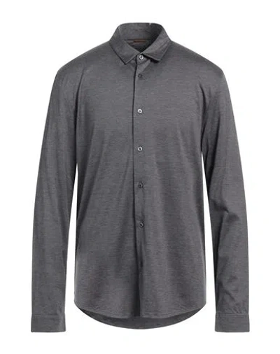 Moorer Man Shirt Taupe Size 50 Silk, Cotton In Grey