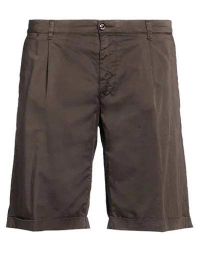Moorer Man Shorts & Bermuda Shorts Dark Brown Size 44 Cotton, Elastane