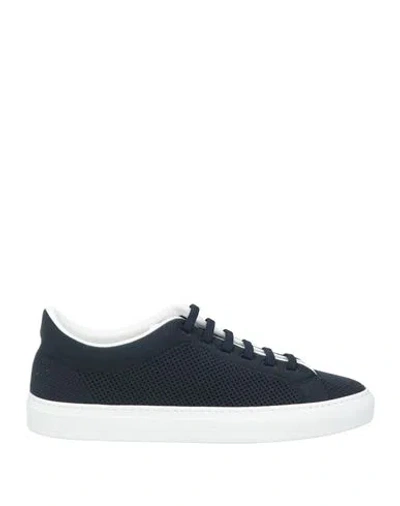 MOORER MOORER MAN SNEAKERS NAVY SIZE 9 LEATHER, TEXTILE FIBERS