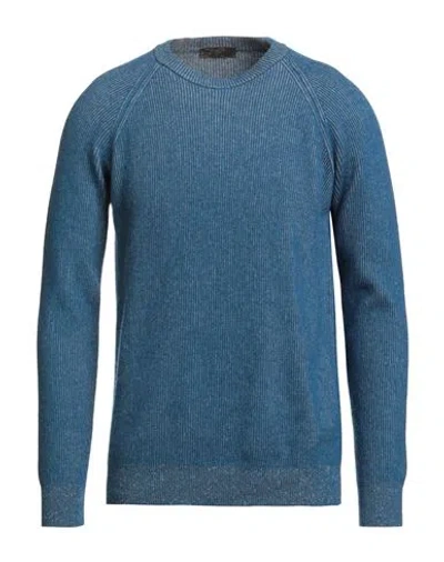 Moorer Man Sweater Blue Size 48 Wool, Cashmere In Gold
