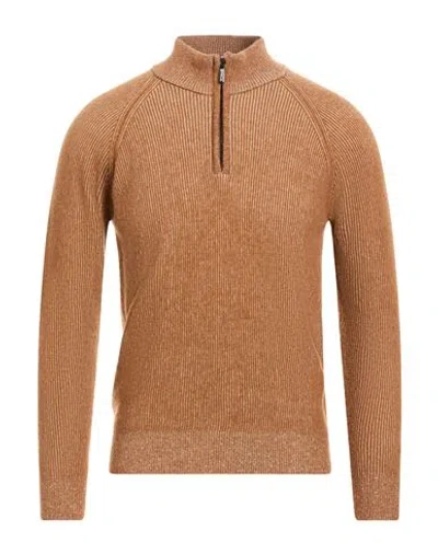 Moorer Man Sweater Camel Size 48 Wool, Cashmere In Orange