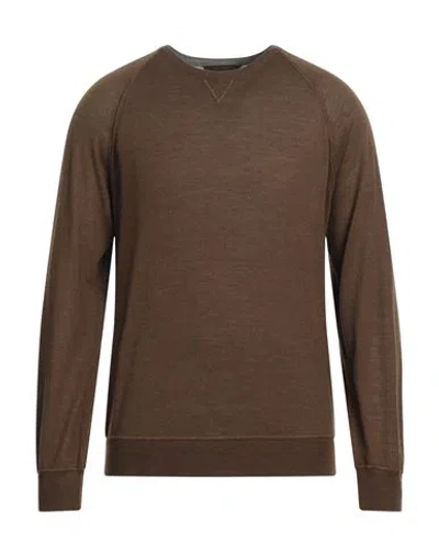 Moorer Man Sweater Chocolate Brown Size 42 Wool, Silk, Cashmere