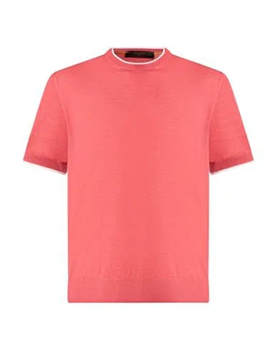 Moorer Man Sweater Coral Size 38 Virgin Wool In Pink
