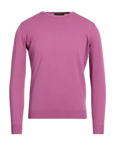 Moorer Man Sweater Mauve Size 50 Cotton In Pink